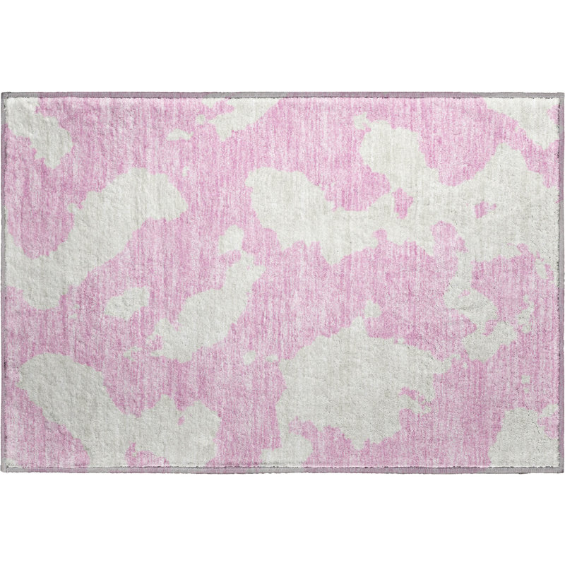 Premium Machine Washable Prisco Pink Rug, Rectangle 1'8" x 2'6"