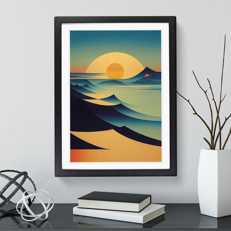 Abstract Mountain Sunset No.2 - Framed Print, Black Framed, 64cm H x 46cm W x 2cm D