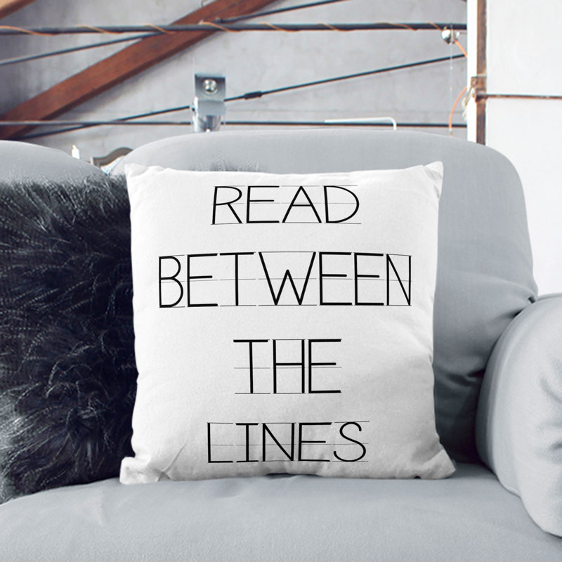 Read Between The Lines Square Throw Cushion, Black, 55cm H x 55cm W x 20cm D