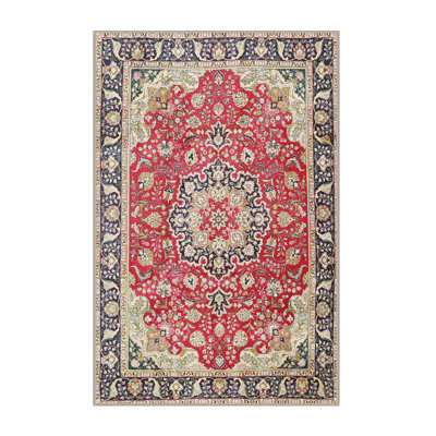 Rouge oriental/Tapis décoratif noir Matas
