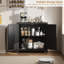 Buffet en rotin avec rangement, armoire de rangement Farmhouse Kitchen, armoire à café Boho