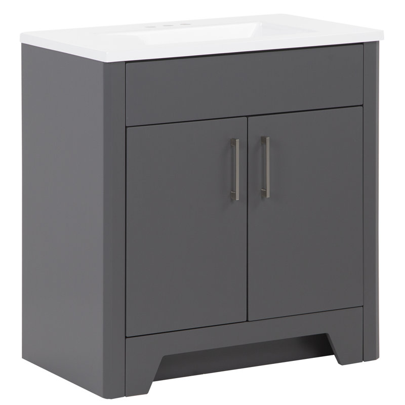 30.5" Single Bathroom Vanity With Cultured Marble Top, Cement