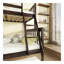 Lit superposé simple au-dessus de double en bois d'hévéa avec lit gigogne, échelle convertible et garde-corps, lit convertible détachable, avec lit gigogne simple, espresso