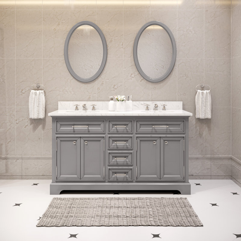 Derby 72'' W Double Vanity, White, 60"