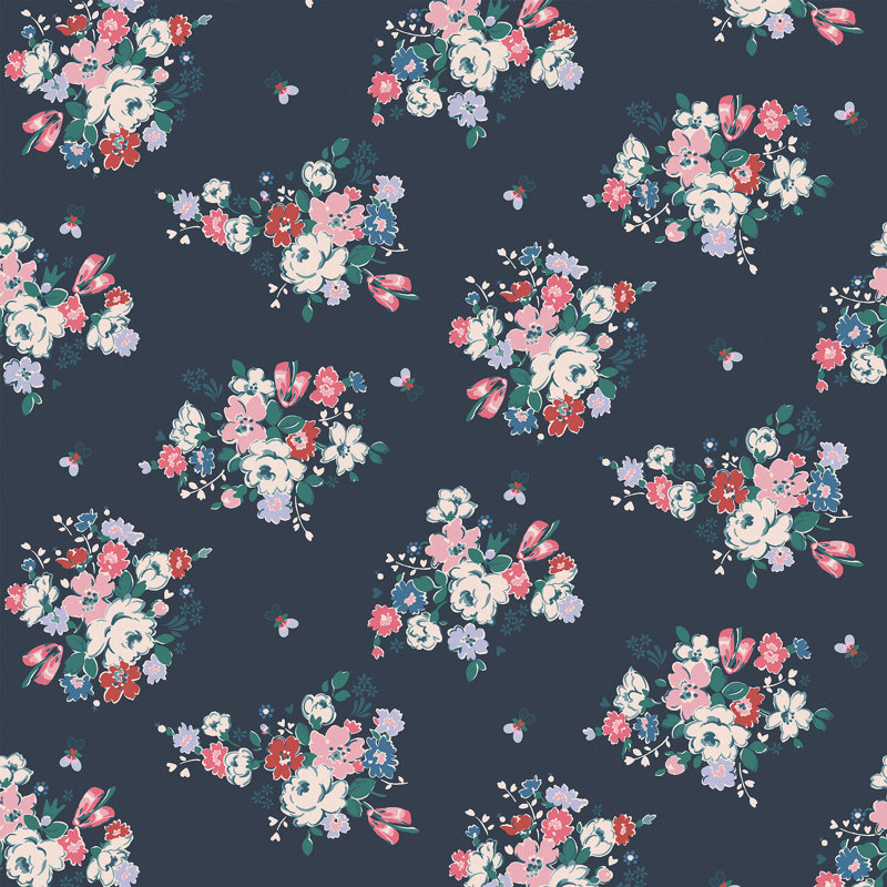 Vassaux Clifton floral rose, Bleu