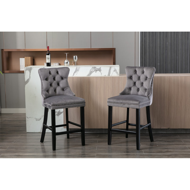 Tabouret de comptoir 27,2 po Simonton, Gris, Noir, noir, noir, noir