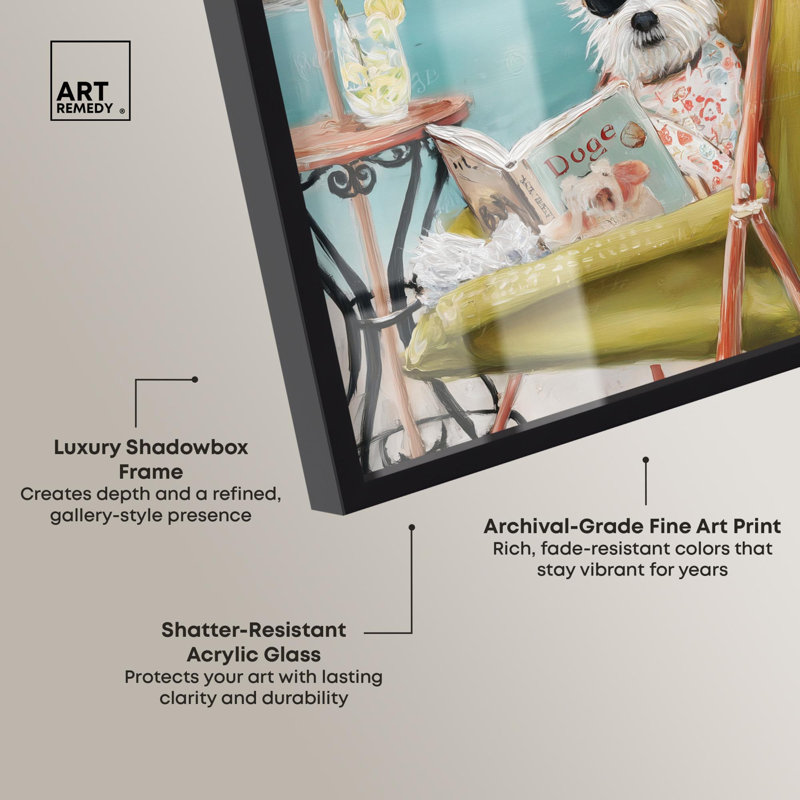 «Beach Reader I Fun Pet» par Art Remedy, Noir, H 16 po x l 11 po