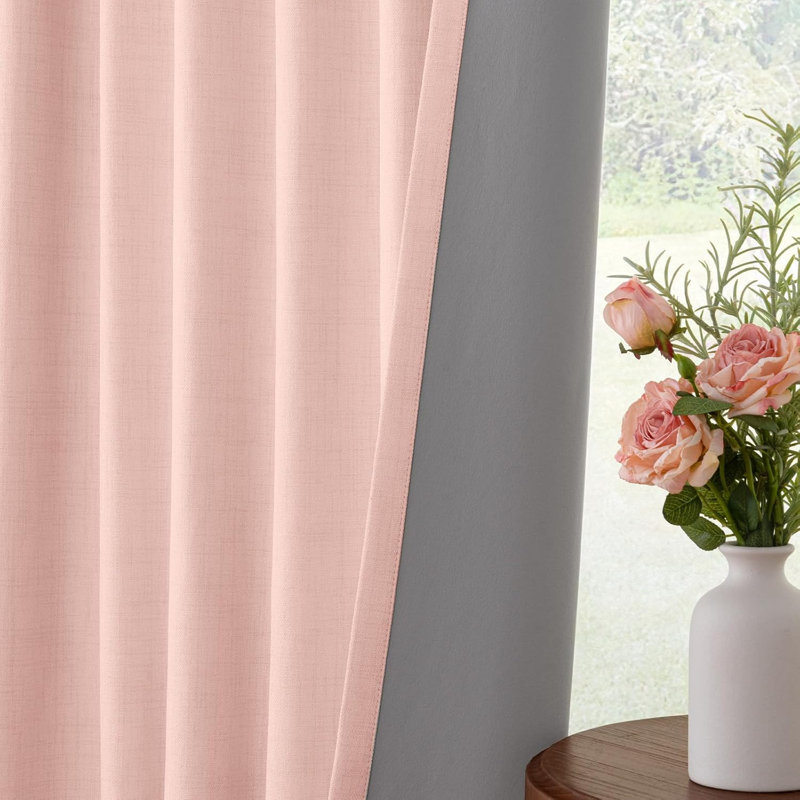 100% Blackout Curtains for Bedroom 2 Panels, 50"W x 96"L (Pack of 2), Blush Pink