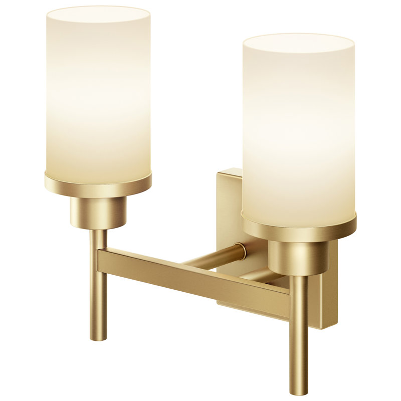 2-Light Bathroom Vanity Lighting, Brushed Gold