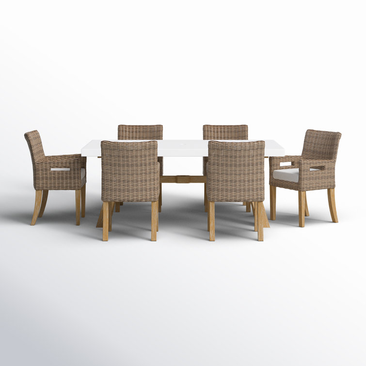 Fleur 74'' Rectangular 6 - Person Outdoor Dining Set with Cushions