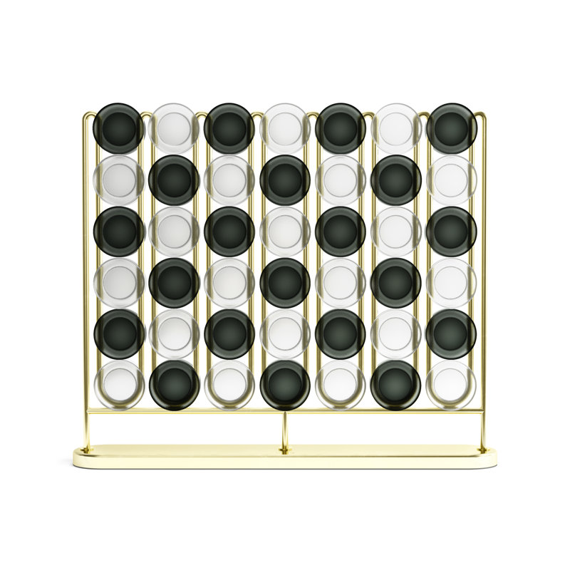 Modern Brass and Frosted Acrylic Connect Four Game
