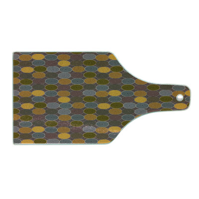 Ambesonne Aboriginal Tempered Glass Cutting Board Folkloric Dotted Rounds Multicolor