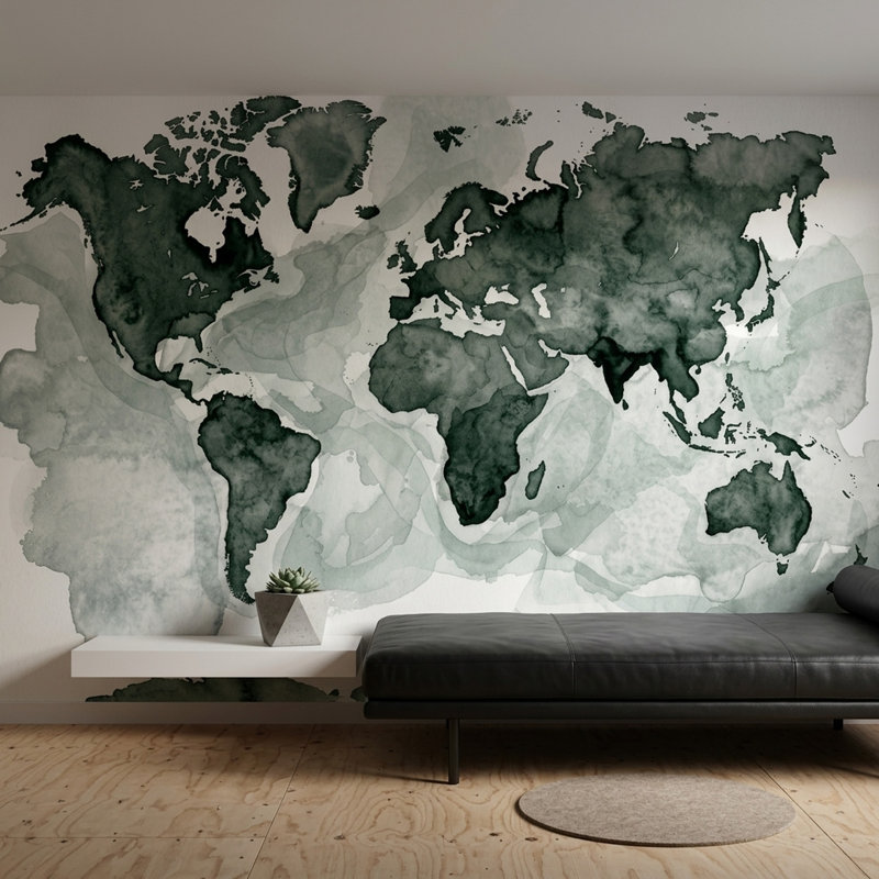 Papier peint carte du monde, Non tissé, 160 po x 108 po