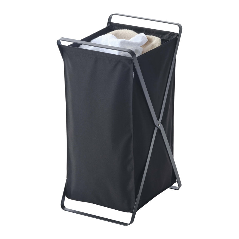 Panier à linge Yamazaki Home - Range-panier pliable, acier, Noir, Grand (H 25,2 po x l 11,81 po x P 14,17 po)
