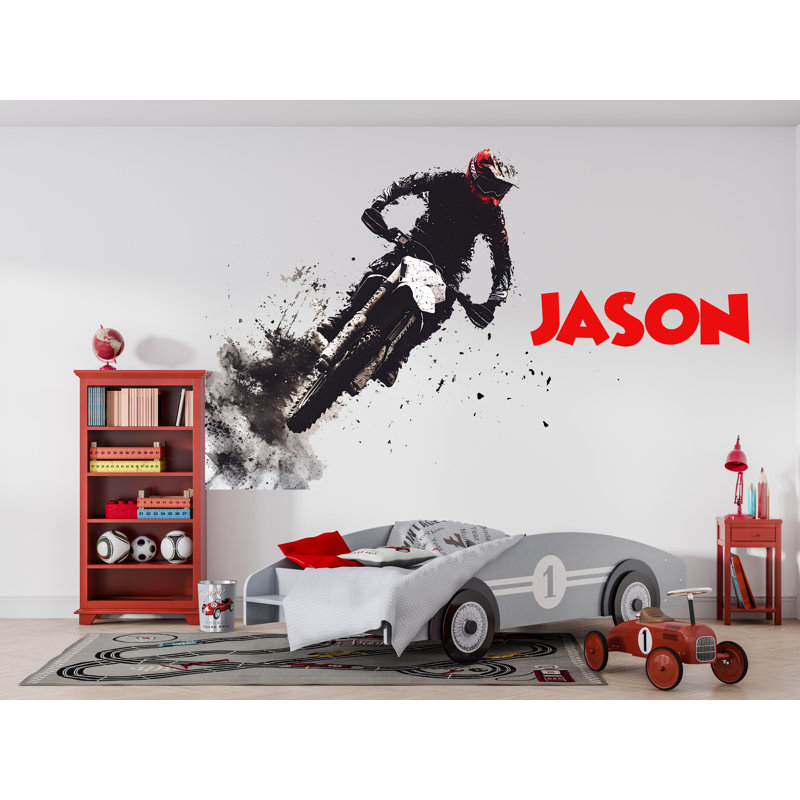 Autocollant mural personnalisé en vinyle Motocross, H 50 po x l 50 po