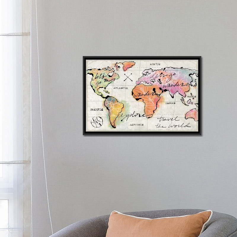 « mapped shorelines iii », impression sur toile tendue, H 40 po x l 60 po x P 1,5 po, Toile avec cadre noir, Pas de tapis