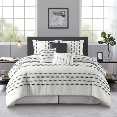 Ensemble d'édredon en polyester blanc / gris 7 pièces Crocus