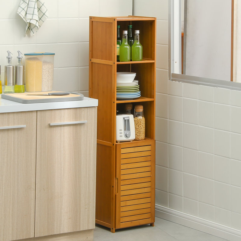 Armoire garde-manger en bois de bambou avec 5 tablettes