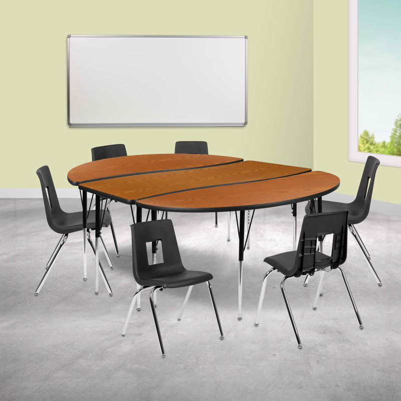 Ensemble de tables d'activités flexibles Goddard, L 60 po x P 86 po x H 21,25 po à 30,25 po, Chêne