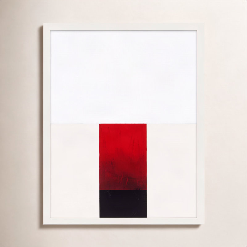 Tempo with Red 2 par Robert Kamnatnik - Art mural encadré, H 25 po x l 20 po x P 1,25 po, Papier avec cadre blanc