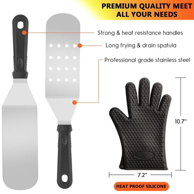 Stainless Steel Non-Stick Dishwasher Safe Grilling Tool Set