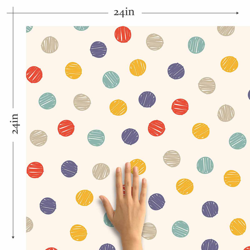 Polka Dot Peel and Stick Wallpaper Panel, 126" L x 24" W