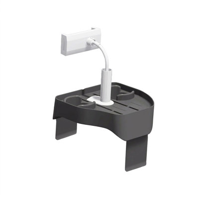 Plateau de spa réglable pour support de téléphone - Organisateur de panier latéral imperméable pour spa - Support de boisson et de collation anti-dérapant près de la piscine avec 2 porte-gobelets - Accessoire durable pour baignoire rotative, gris
