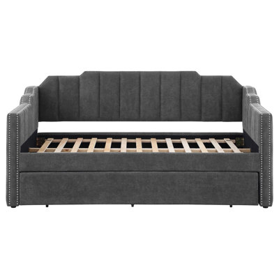 Lit de jour simple rembourré gris anthracite