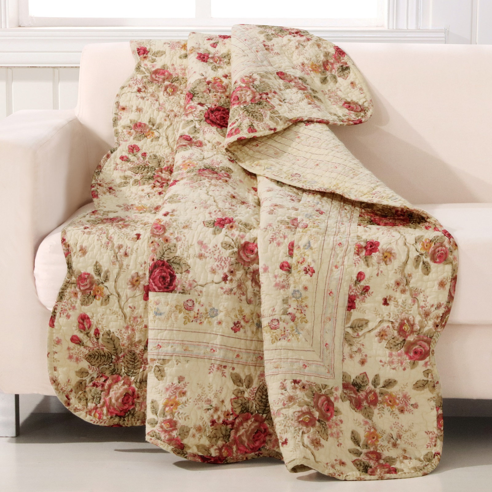 Antique Cotton Throw, Ecru