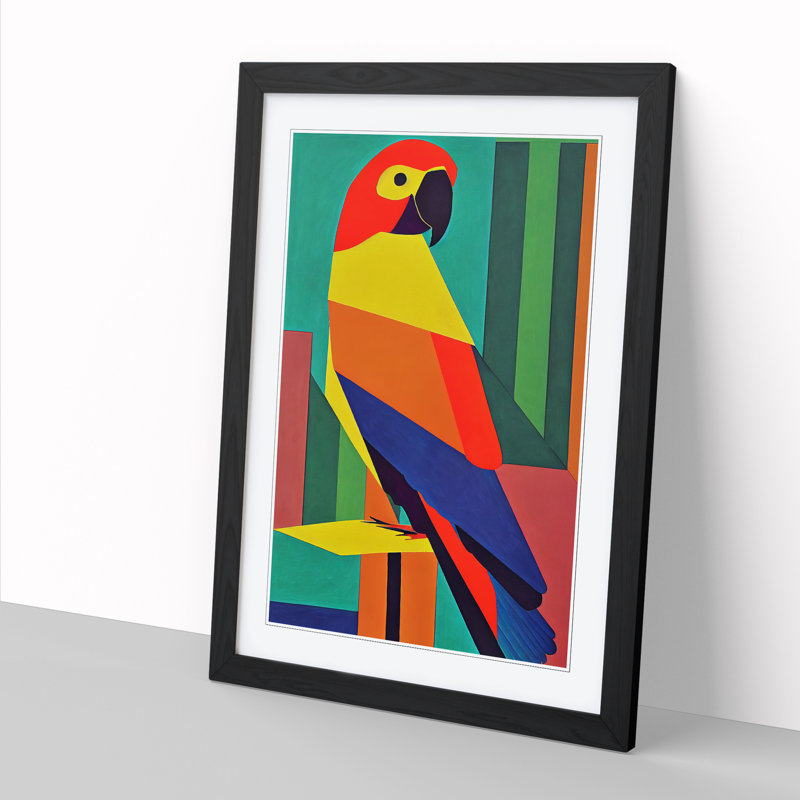 Parrot Abstract Vol.2 - Single Picture Frame Print, 46cm H x 34cm W x 2cm D, Oak