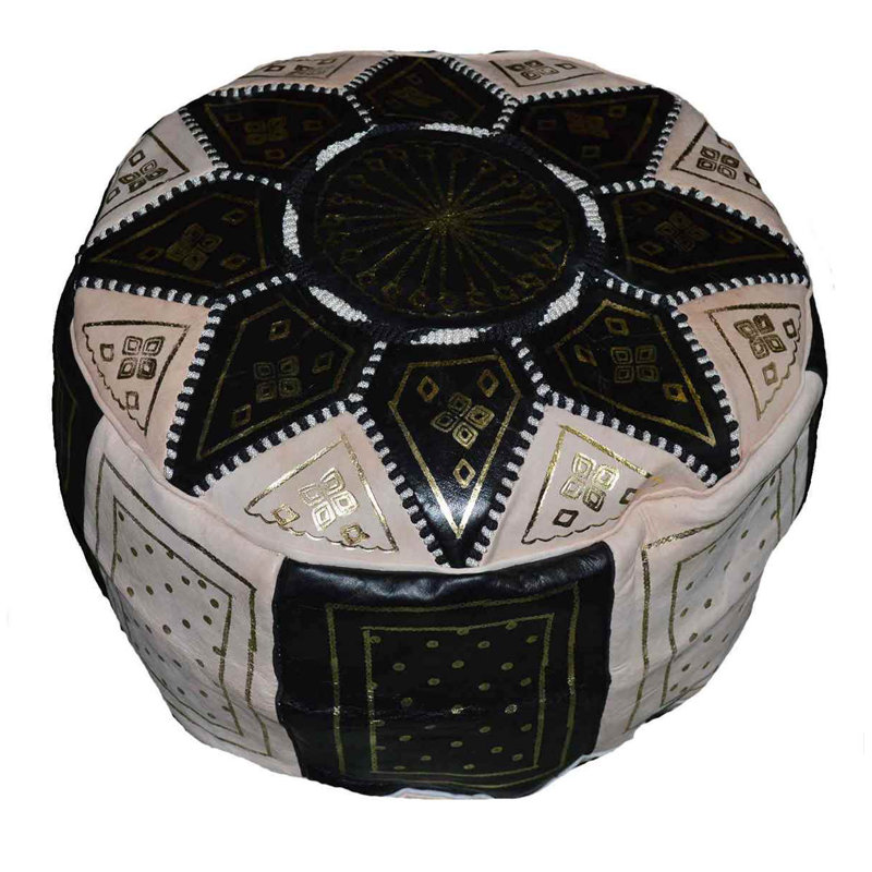 Bagley Leather Ottoman, Black Genuine Leather