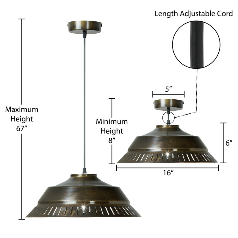 16"W Richvale 1-Light Antique Bronze Cone Pendant