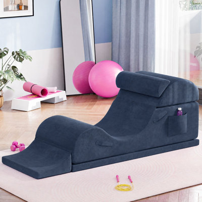  2-in-1 Foldable Yoga Chair with Removable Washable Cover, Ergonomic Chaise Lounge and Bed Bench for Home Studio