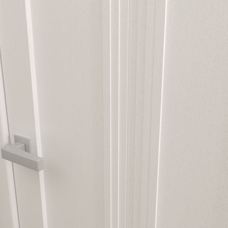 Porte de grange double moderne | Ego 5006 | Ensemble de rails | Portes intérieures solides, Chêne blanc peint, 56 po x 96 po