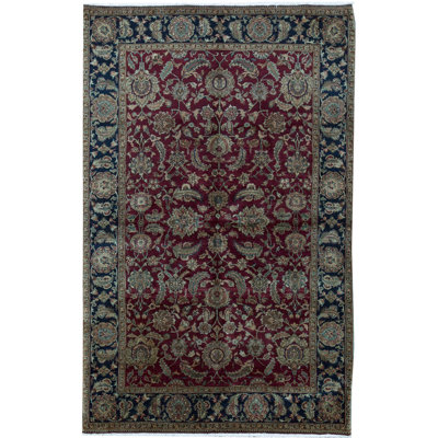 Sona Wool Oriental Area Rug in Red/Navy
