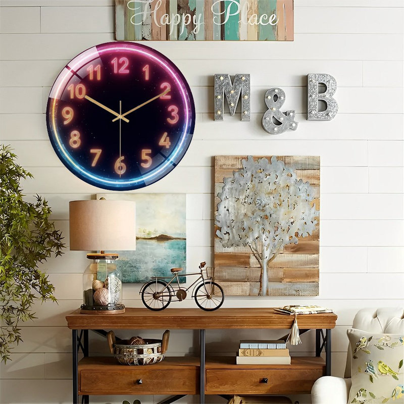 Horloge murale de style néon