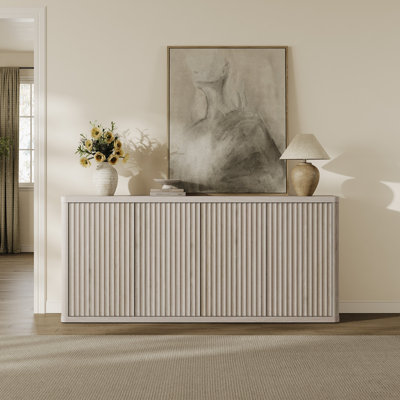 Cesiro Modern Fluted 4-Door TV Stand With Adjustable Shelves