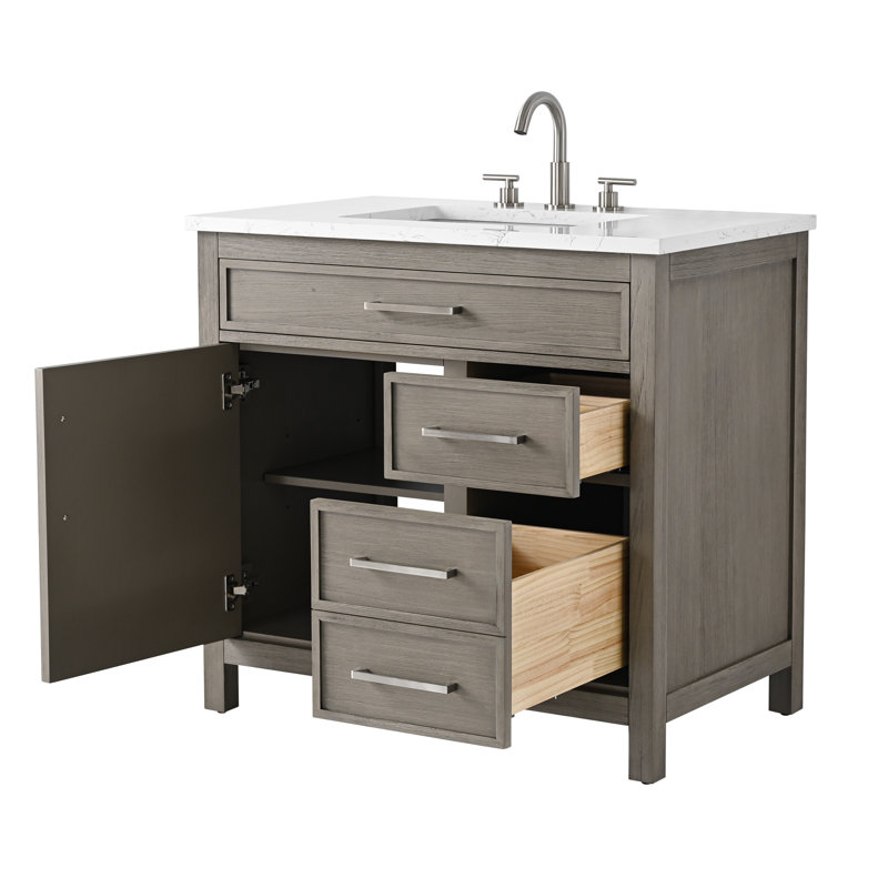 Reajean 36" Single Vanity, Heritage Gray/Brushed Nickel