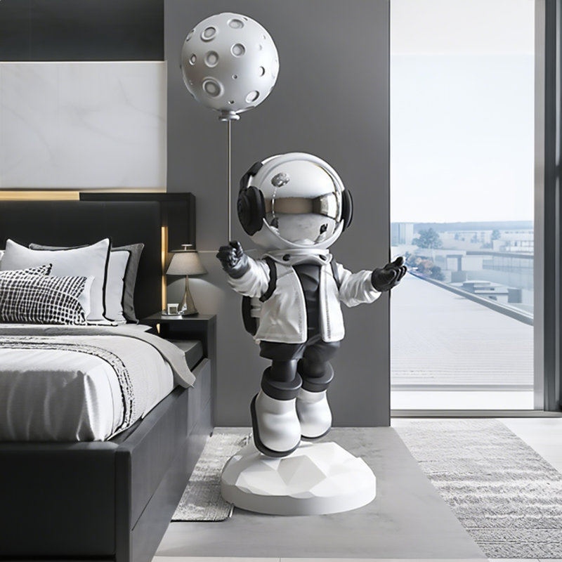 Ornement en forme d'astronaute ballon 43,31 "argent, Argent / blanc / noir