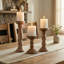 Ensemble de 3 bougeoirs en bois Farmhouse