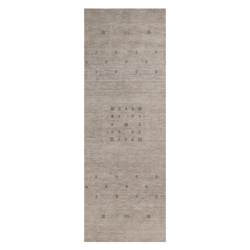 Simi Hand Knotted Cotton/Wool Southwestern Area Rug, Runner 2'6" x 8', Taupe