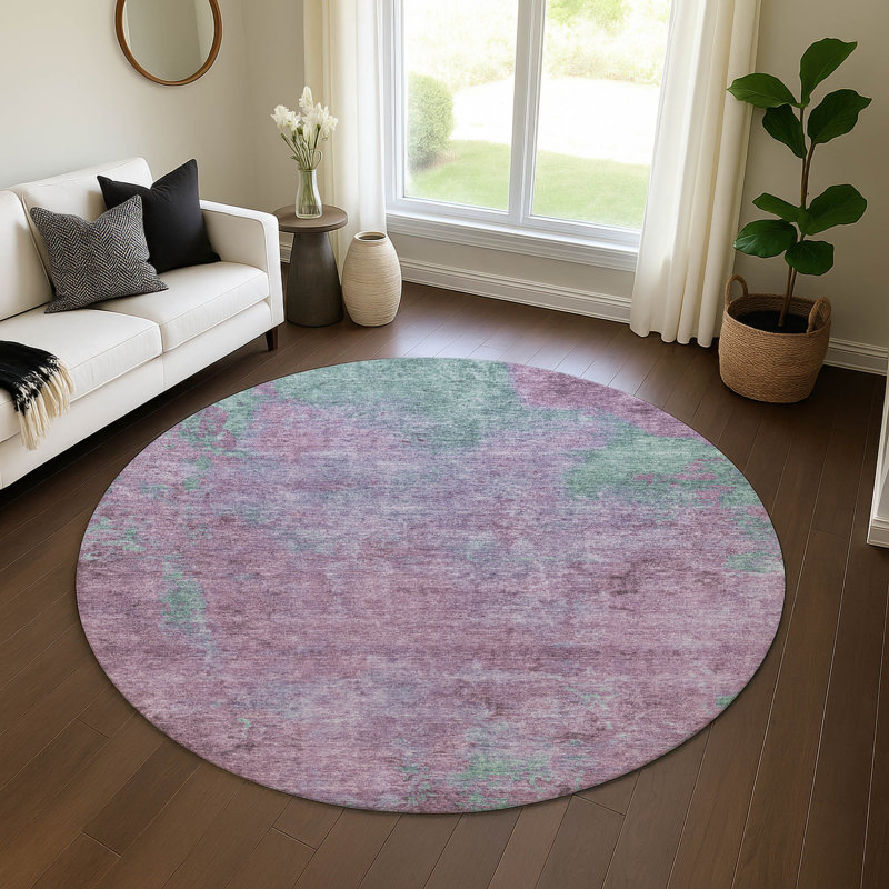 Premium Machine Washable Varroville AMF1710 Abstract Rug, Round 8'