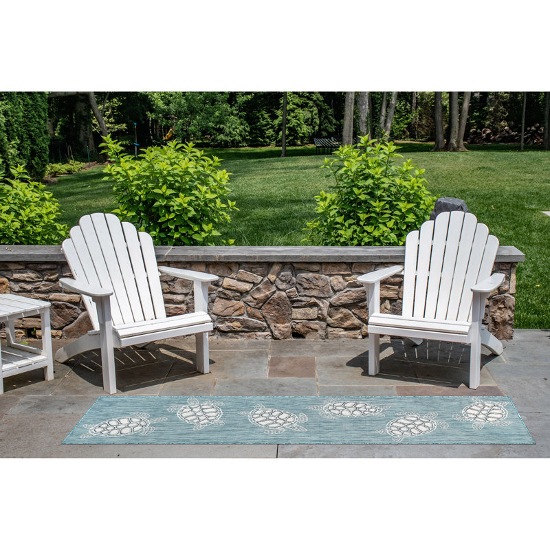 Tapis intérieur / extérieur tissé à la machine Saldanha, Tapis de couloir 1 pi 11 po x 7 pi 6 po