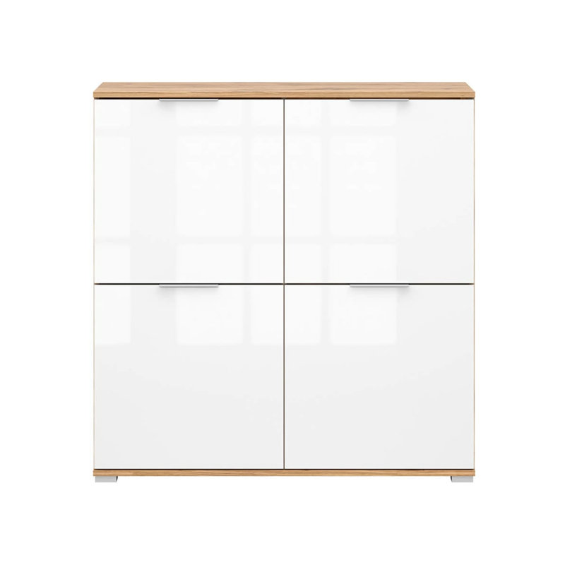 Tashanae 104 cm W Display Cabinet China Cabinet, Oak Wotan/White Gloss