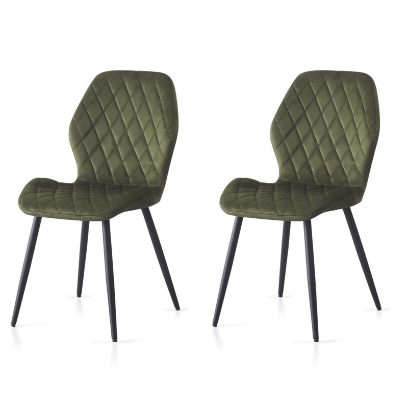Stansky Upholstered Velvet Dining Chairs, Sage Green