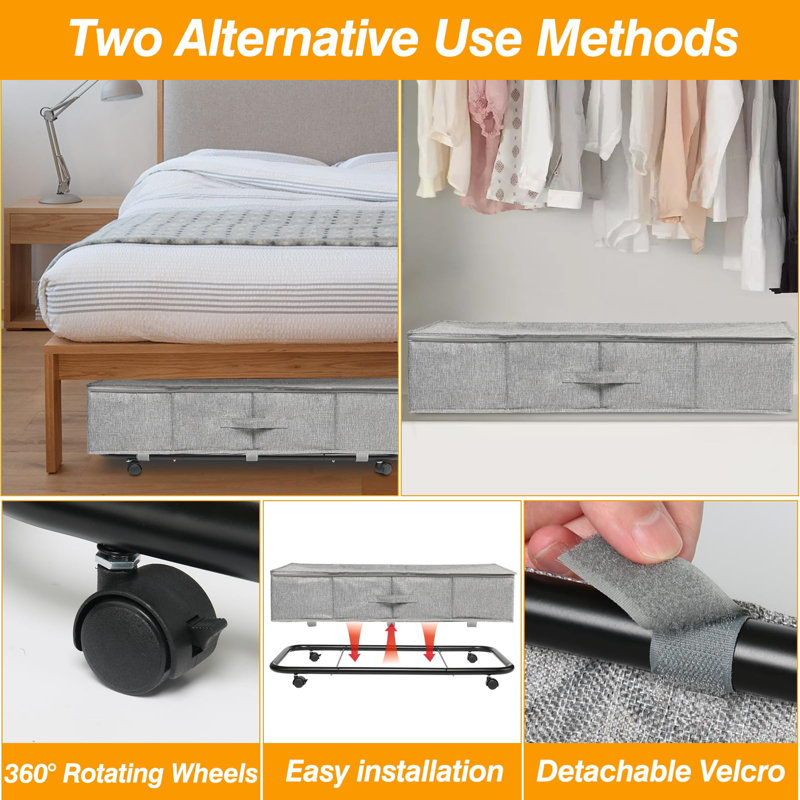 Ebern Designs Underbed Storage, Grey