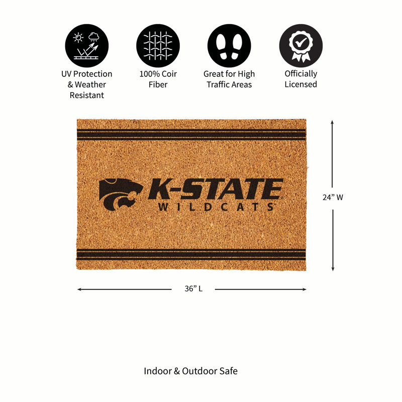 Kansas State University Large One Colour Coir Mat, 36"x24"
