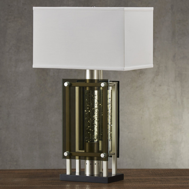 Lampe de table de conception moderne avec finition argentée pour table de bout de table de chevet, lumière dansante décorative