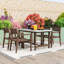Ensemble repas en bois cinq pièces avec quatre chaises et une table de parasol rectangulaire-132489328