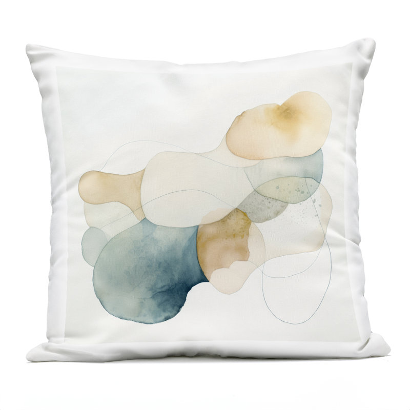 Coussin neutre imprimé à formes arrondies, design par Irena Orlov